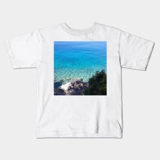 Clear Ocean Water Rocky Beach Photo Kids T-Shirt